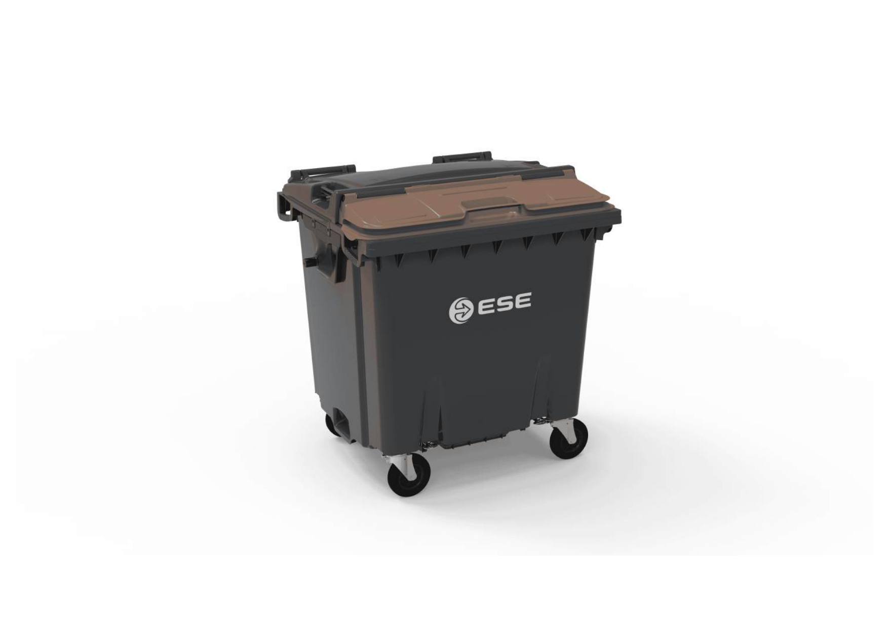 Контейнер для ТПВ, ESE, 1100 л, ErgoStop, з кришкою Split Lid, сірий, мала кришка коричнева
